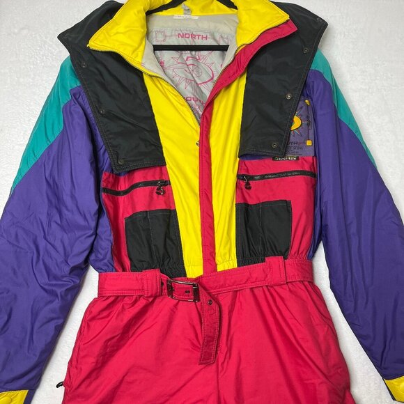 Vtg 5th Avenue One Piece Ski Suit Snowsuit 80s Womens sz 44 Made in Italy Purple - Picture 3 of 14